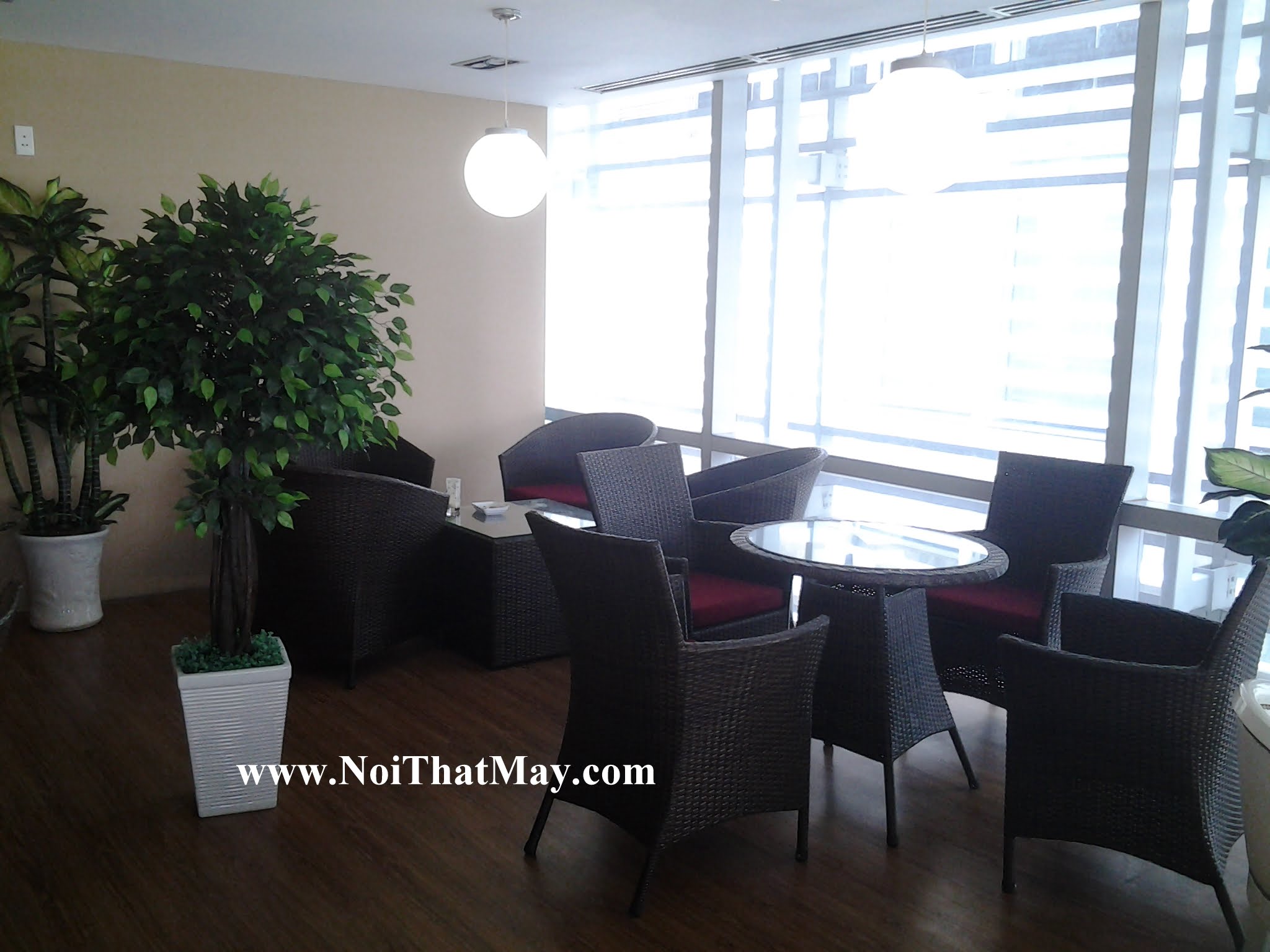 bàn ghế nhựa giả mây quán cà phê