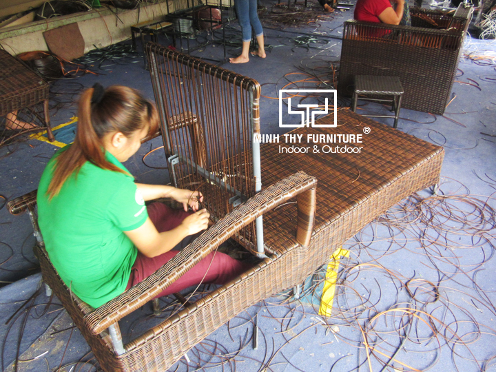 Giường tắm nắng nhựa giả mây
