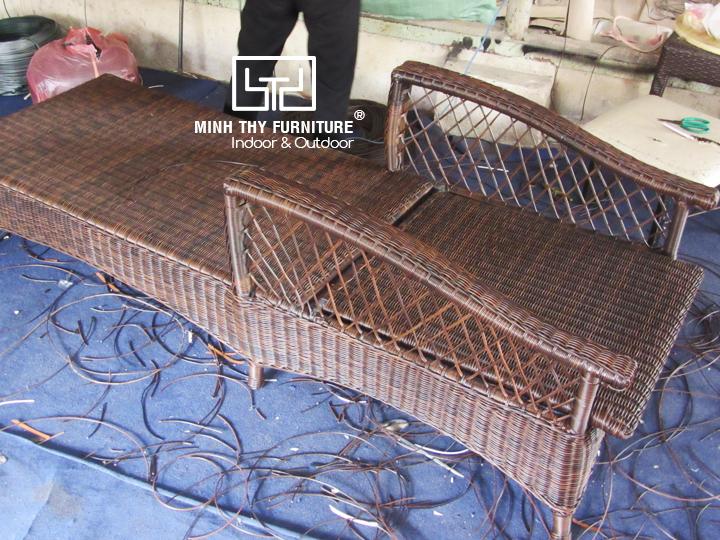 Giường tắm nắng nhựa giả mây