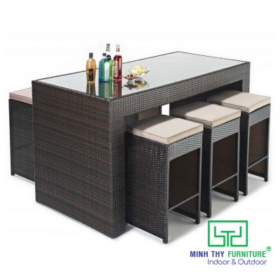 GHẾ QUẦY BAR NHỰA GIẢ MÂY MT814