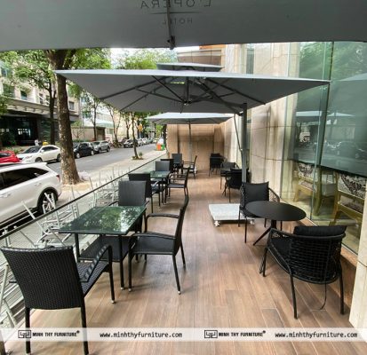 bàn ghế cafe giả mây