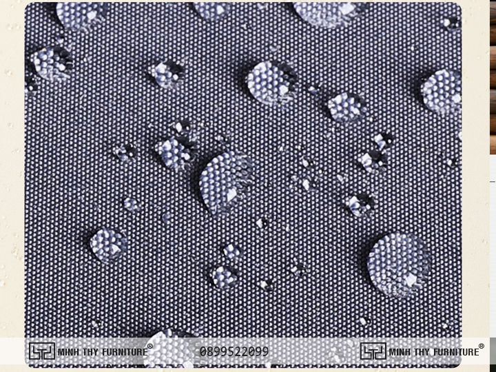 Cận cảnh vải chống nước với các giọt nước đọng trên bề mặt