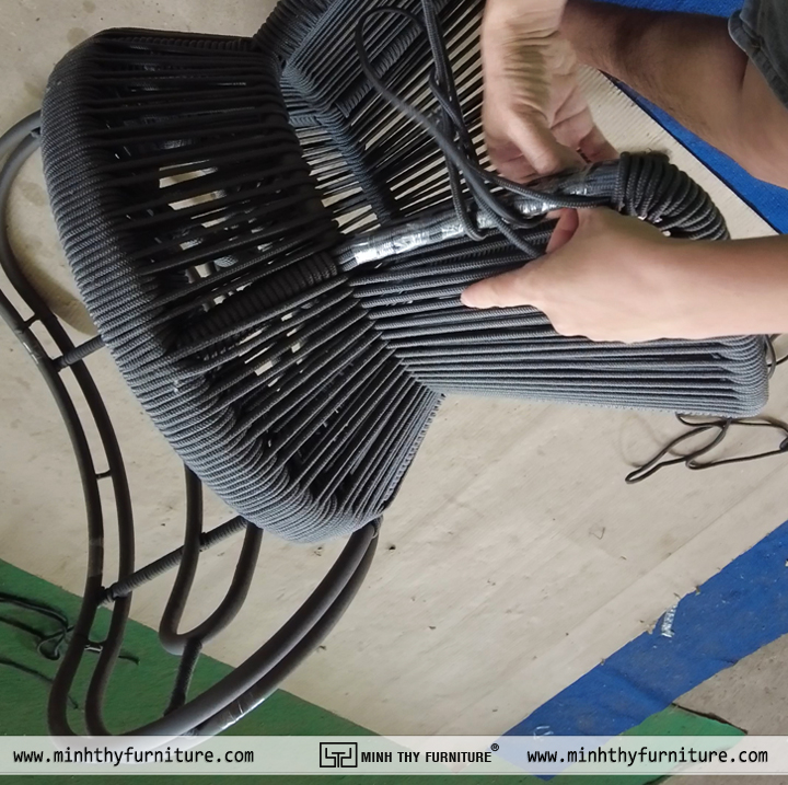 Ghế cafe trong nhà đan dây rope khung nhôm sơn tĩnh điện