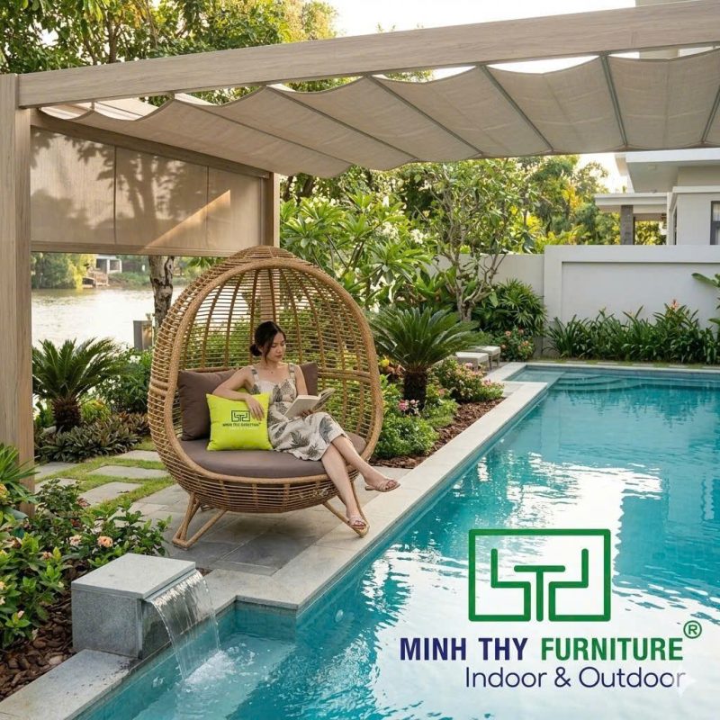 BÀN GHẾ NHỰA GIẢ MÂY XUỐNG CẤP – GIẢI PHÁP KHẮC PHỤC HIỆU QUẢ CHO DOANH NGHIỆP 2 Bàn ghế sân vườn nhựa giả mây bền đẹp cho khách sạn,resorts